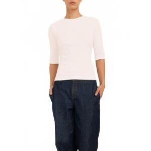 NEW PAPER LABEL akari ribbed short sleeve tee in white